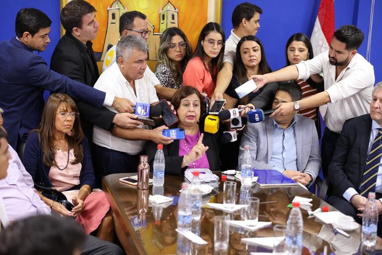 Conferencia de prensa de senadores del Frente Democrático.