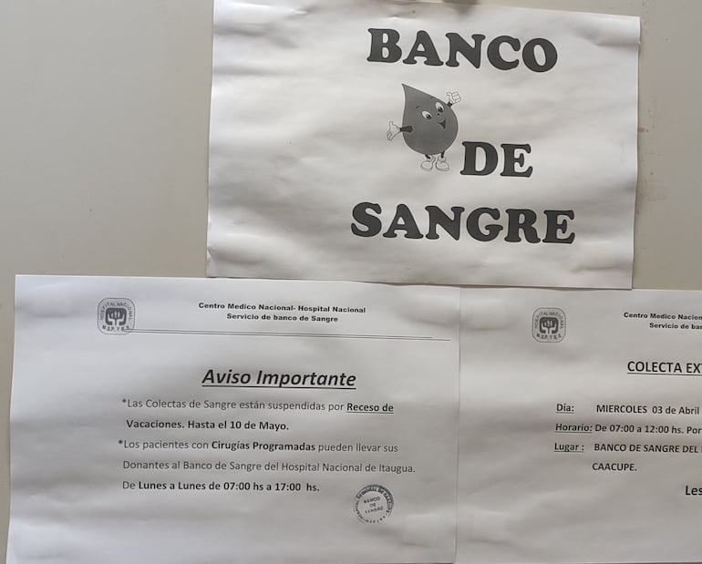 Con este cartel se encontraron hoy los pacientes del Hospital Regional de Caacupé.