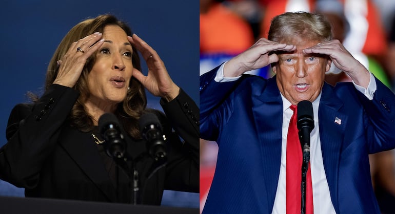 Combo de fotografías donde se observa a la vicepresidenta y candidata demócrata a la presidencia de los Estados Unidos, Kamala Harris y al expresidente y candidato republicano a la presidencia de los Estados Unidos, Donald Trump.