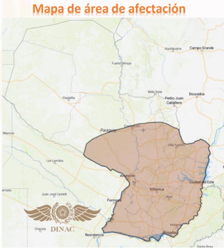 Mapa de afectación del sistema de tormentas.