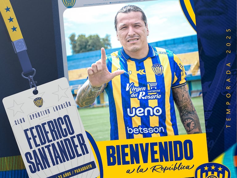 La presentación oficial de Federico Santander en Sportivo Luqueño.