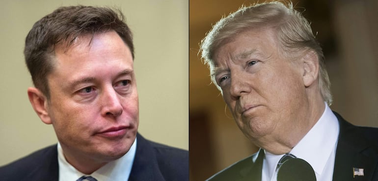 El CEO de SpaceX y Tesla, Elon Musk (i) y el expresidente y aspirante a la Casa Blanca, Donald Trump.