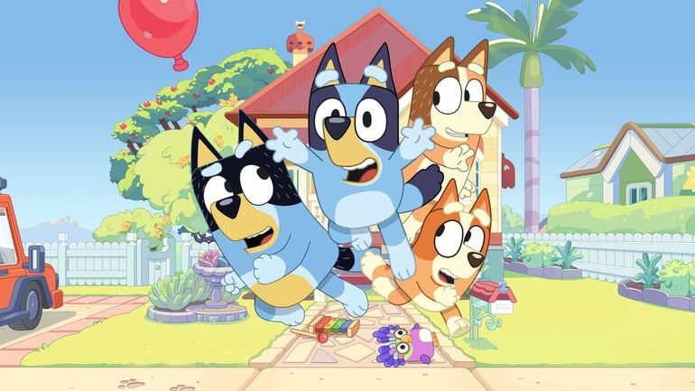 Foto de la familia de Bluey, personaje animado de Disney.