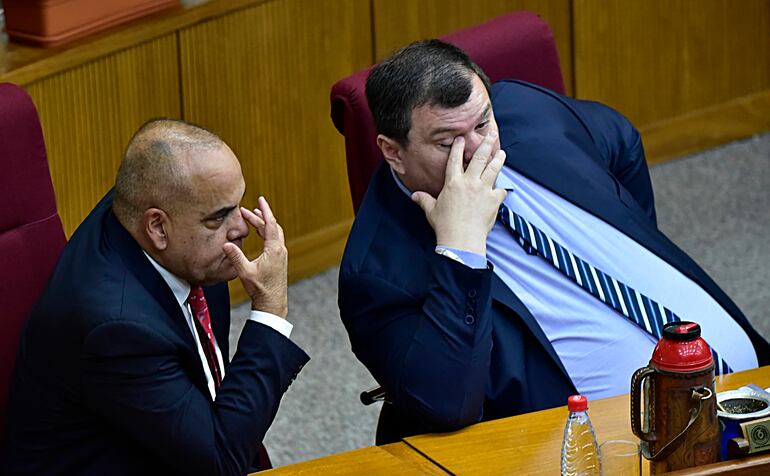 Sesion extraordinaria en el Senado. Perdida de investidura a Kattya Gonzalez. Politica. Gustavo Machado 14 de febrero de 2024. Basilio Núñez y Dionisio Amarilla.