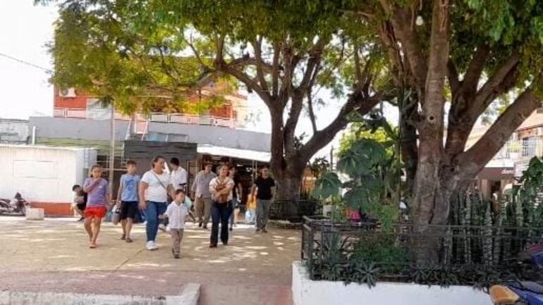 Argentinos recorriendo el paseo central de Alberdi.