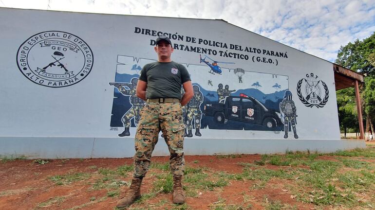 El suboficial inspector Franco Garcete, en la base del Grupo Especial de Operaciones (GEO).