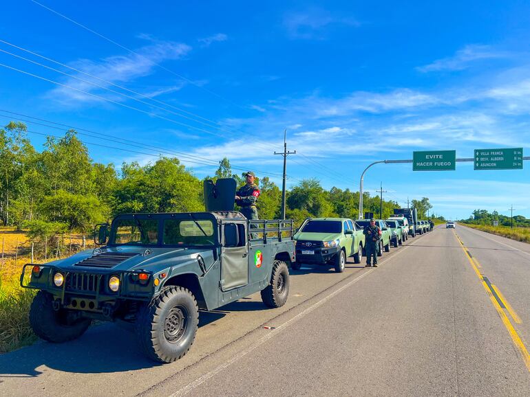 Llegada de la Fuerza de Tarea Conjunta del Sur a la ciudad de Pilar.