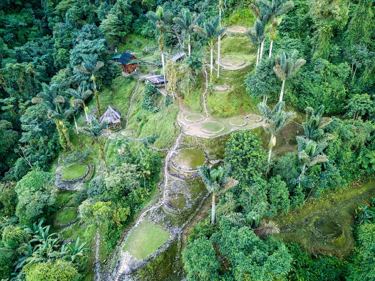 Ruinas antiguas de la civilización Tayrona en el corazón de la selva colombiana, en Santa Marta, Sierra Nevada.