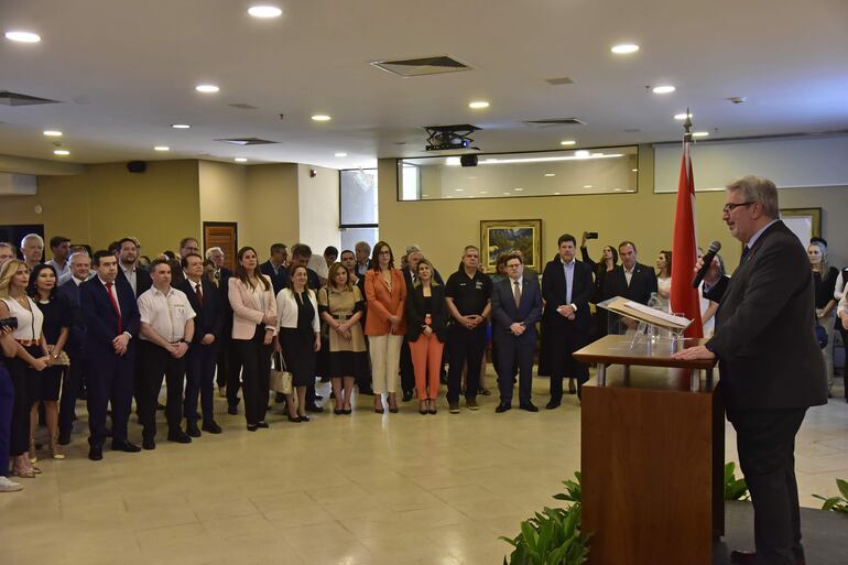 El presidente de la UIP, Enrique Duarte, durante el mensaje de fin de año.