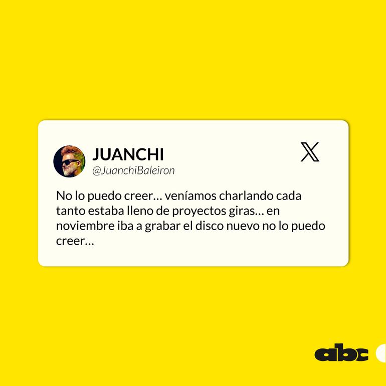 Juanchi Baleiron, guitarrista y cantante de Los Pericos, sobre la muerte de Ricardo Iorio.