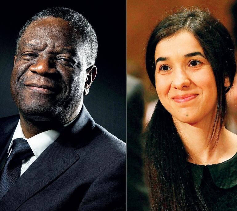 Denis Mukwege (d) y Nadia Murad ganaron en 2018 el premio Nobel de la Paz. (archivo)