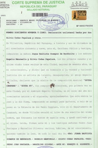 Declaración Notarial 295 del 31 de diciembre del año 1959.