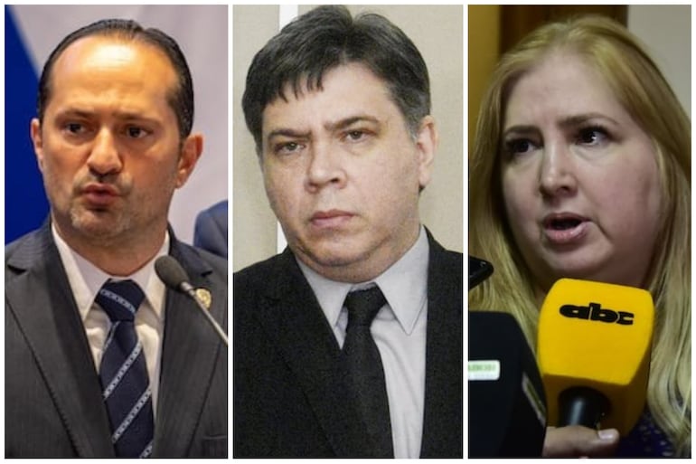 Los ministros Jalil Rachid (Senad), Marco Alcaraz (Secretaría de Inteligencia) y Liliana Alcaraz (Seprelad