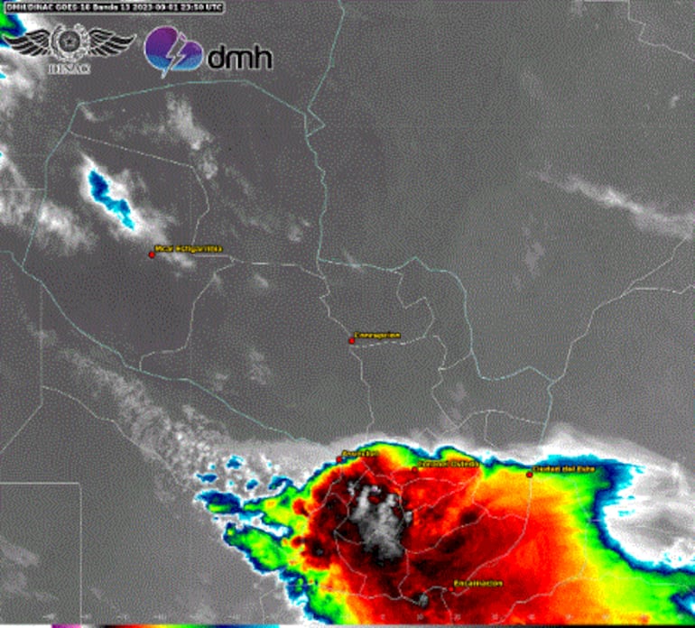 La Dirección de Meteorología e Hidrología (DMH) amplió su alerta para la noche del viernes.