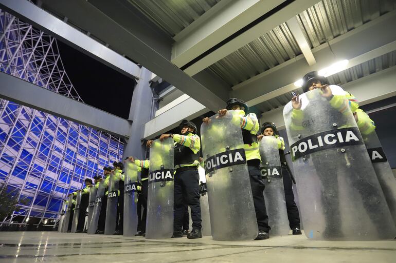 Policías estatales en  una imagen de archivo en la localidad Puebla (México). (Fotografía de referencia).