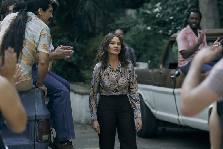 Sofía Vergara, como Griselda, durante una escena de 'Griselda', la serie de Netflix sobre la famosa narcotraficante colombiana. 