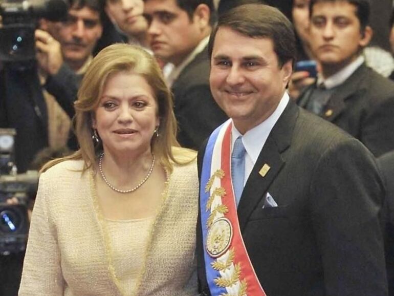 Emilia Alfaro, junto al entonces presidente Federico Franco.