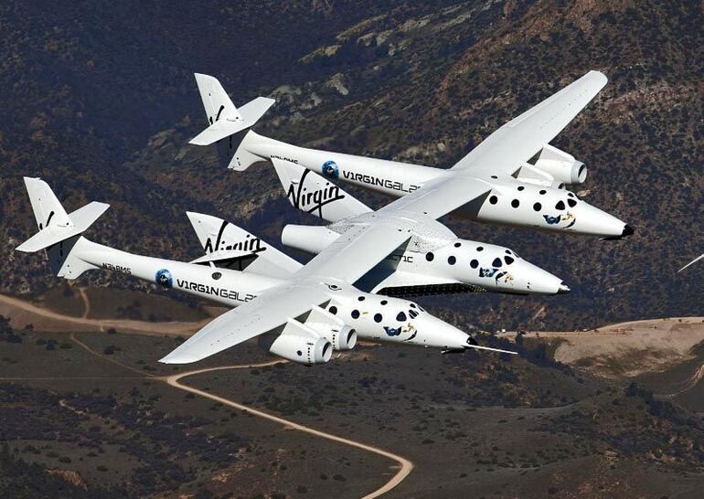 Las naves del Virgin Galactic. Parten a las 11:00 AM de este jueves 29 de junio. 