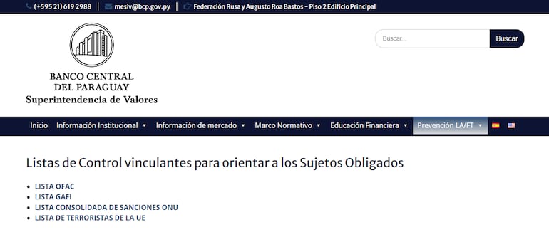 Captura de la página web de la Superintendencia de Valores.