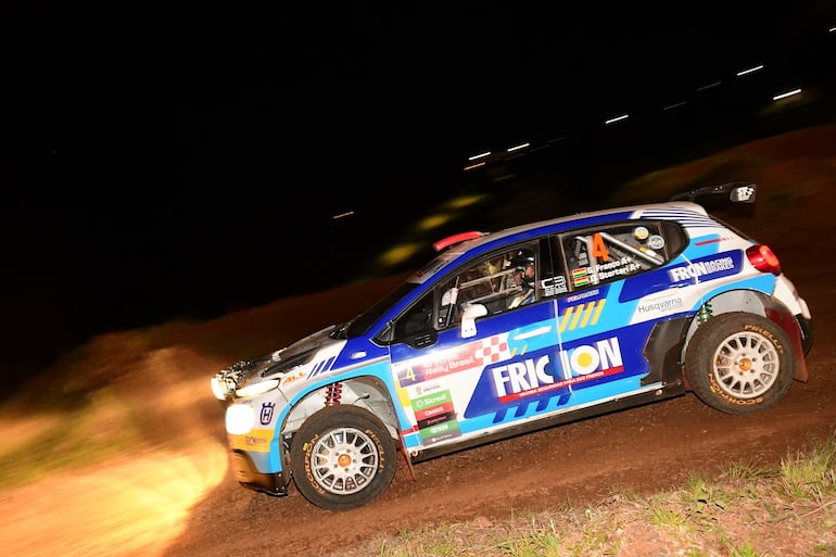 Los bolivianos Sebastián Franco y Diego Startari (Citroën C3 Rally2) subieron al tercer lugar del podio en Erechim.