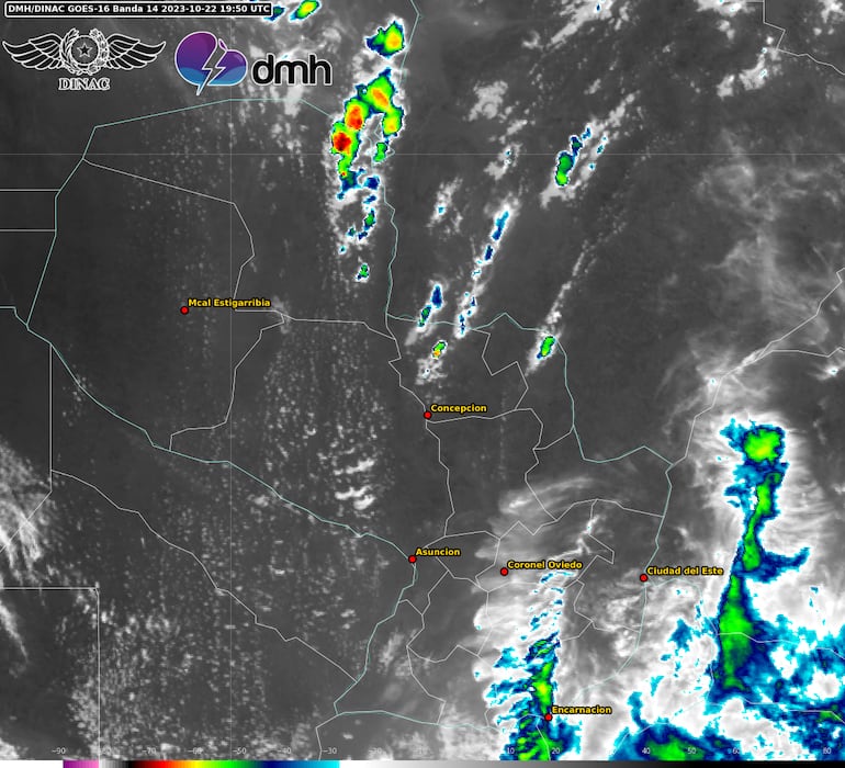 Imagen satelital emitida por la Dirección de Meteorología.