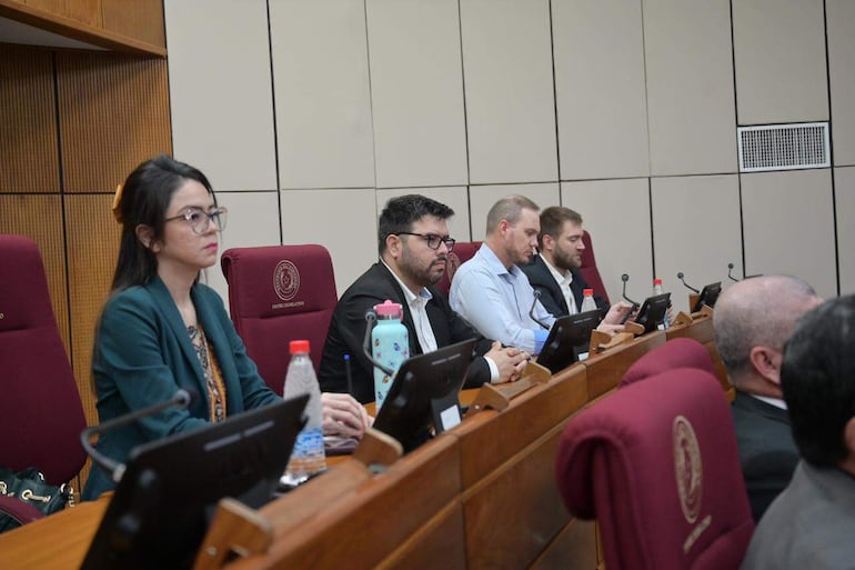 Audiencia de la Ley de armas. Asiste el asistente del fiscal Aldo Cantero,  Hugo Villamayor (c) de traje negro en la audiencia en Senado.