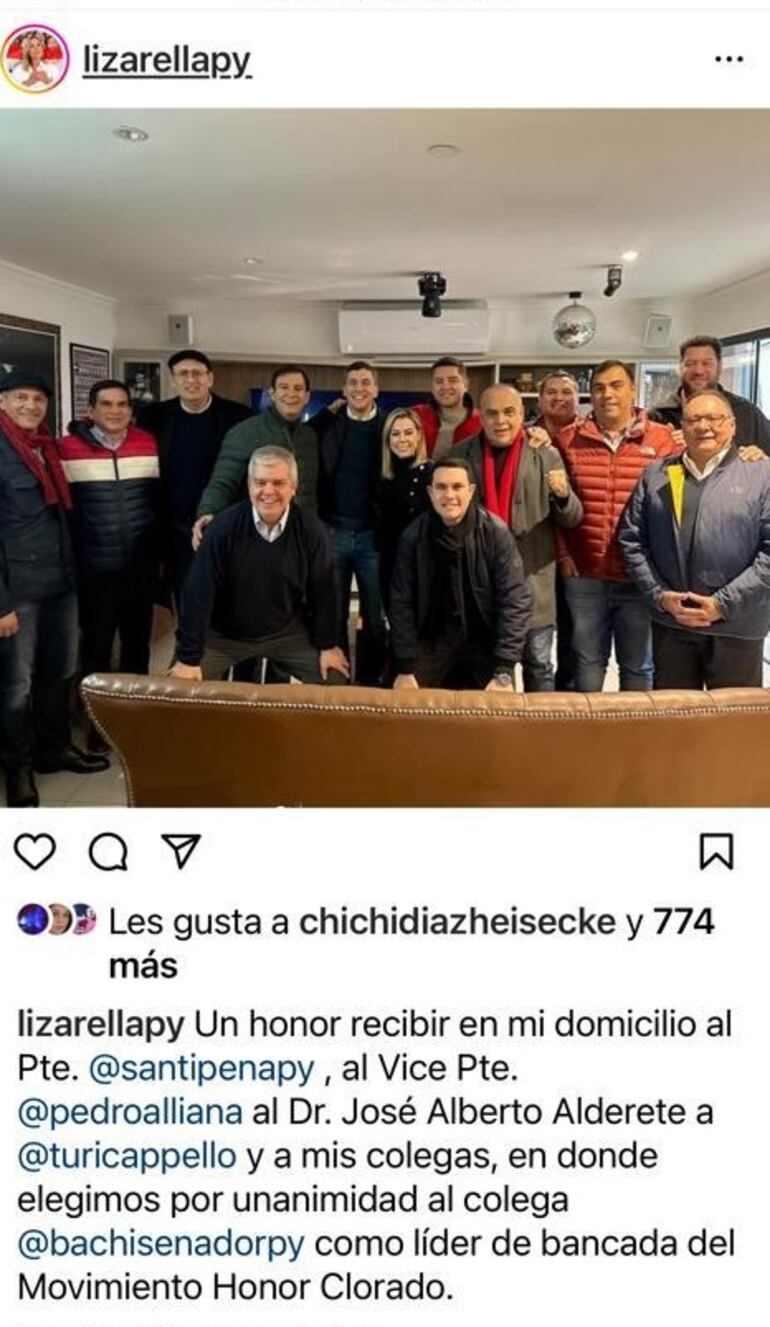 En la imagen compartida por Lizarella Valiente hubo un recorte en la fotografía.