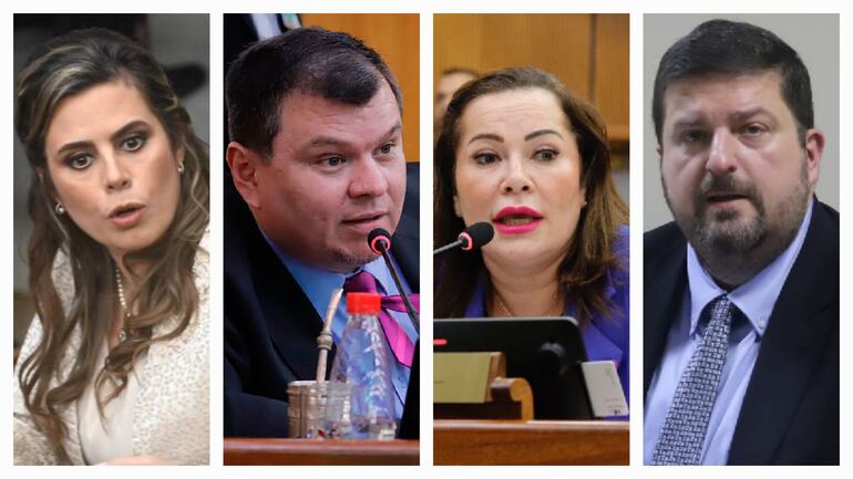 Kattya González (PEN); Dionisio Amarilla (PLRA, B); Noelia Cabrera (PLRA, B) y Patrick Kemper (Hagamos), senadores opositores designados como Parlasurianos.