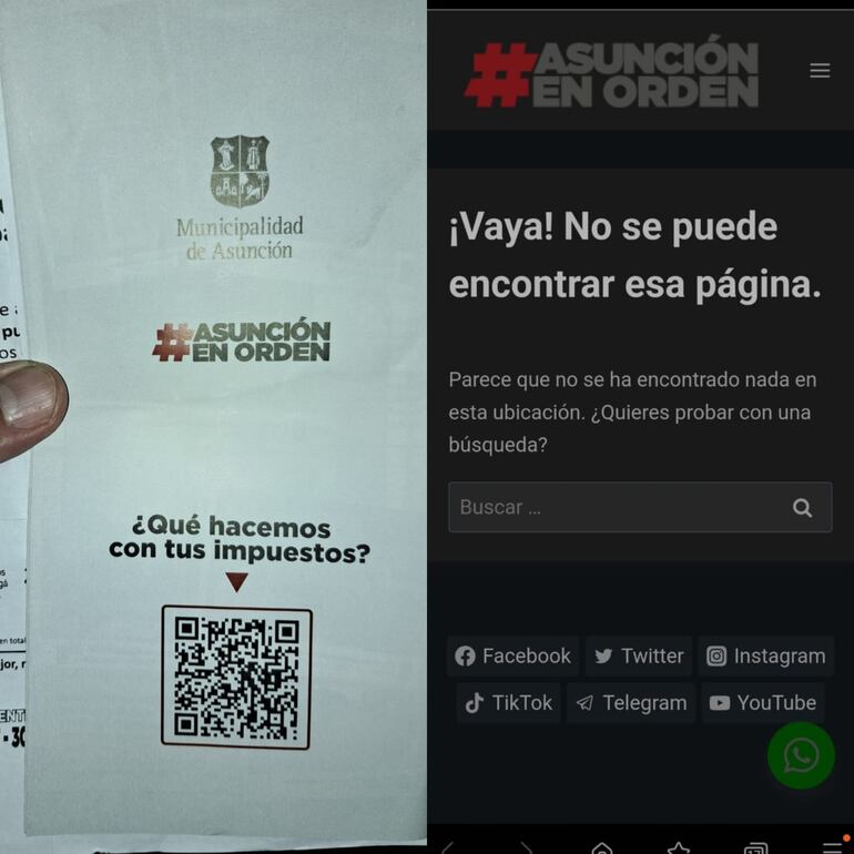 Afiche distribuido por la Municipalidad y la página a la que direcciona el código QR.