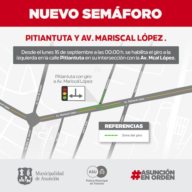 Infografía facilitada por la Municipalidad con respecto al nuevo cruce semafórico.