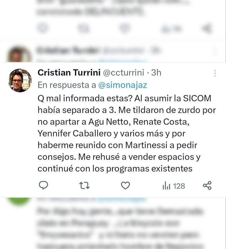 Tuit de Cristian Turrini desde prisión. Después lo borró.