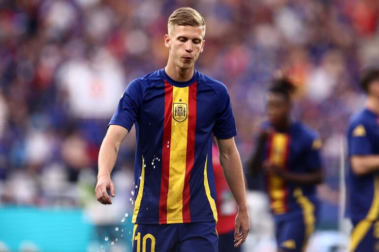 Dani Olmo, futbolista de la selección de España, antes del partido frente a Francia por las semifinales de la Eurocopa 2024.