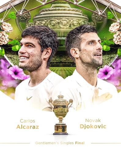 Carlos Alcaraz y Novak Djokovicm finalista de Wimbledon 2023.