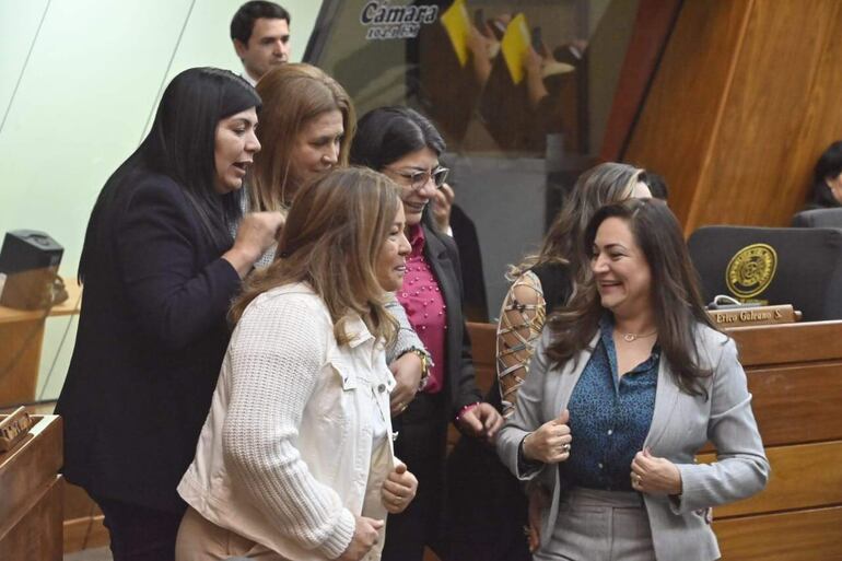 Diputadas cartistas posan para las cámaras en su última sesión del periodo 2018-2023. De ellas, solo Cristina Villalba y Rocío Abed retornarán el próximo quinquenio.