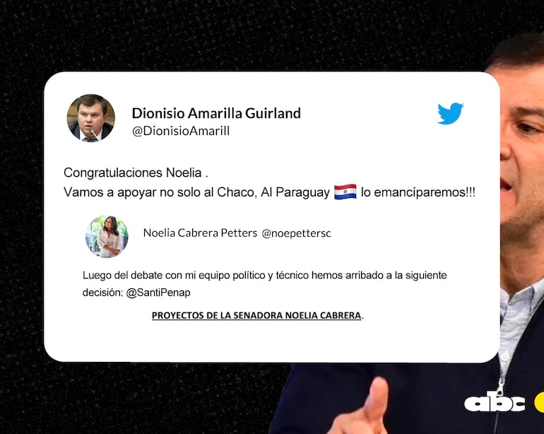 Dionisio Amarilla, felicitando apoyo de Noelia Cabrera al candidato cartista.