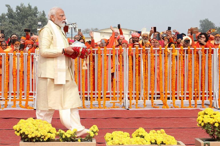 El primer ministro de la India, Narendra Modi, durante una reciente celebración, en Ayodhya.