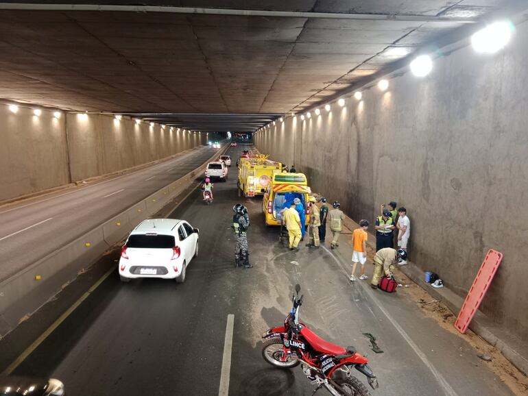Accidente de tránsito en el túnel de Tres Bocas.