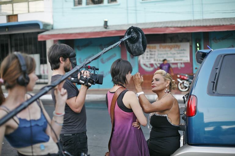 Un momento de la grabación del documental “Cuchillo de palo”, de Renate Costa.