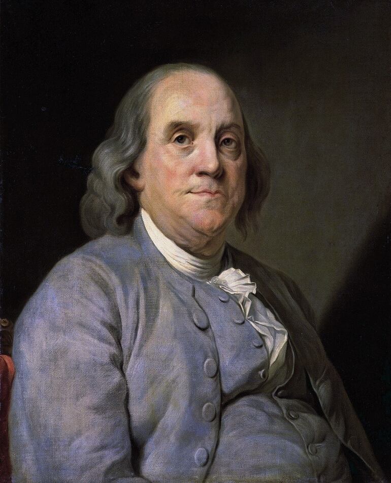 Benjamin Franklin (1706-1790) fue un polímata, científico, político e inventor estadounidense. Decimoquinto hijo de un total de diecisiete hermanos. Curiosamente su formación consistió únicamente estudios elementales, y sólo los realizó hasta los diez años. Es considerado uno de los padres fundadores de los Estados Unidos