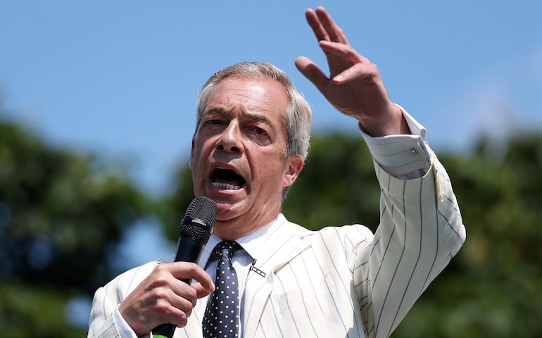 El líder opositor del movimiento "Reform Uk" y promotor del Brexit, Nigel Farage.