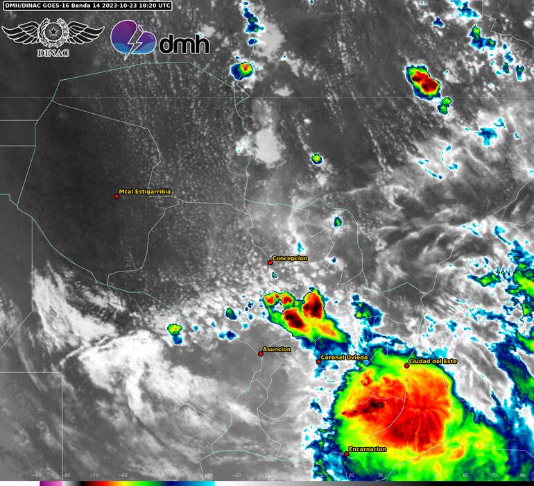 Mapa satelital emitido por Meteorología.