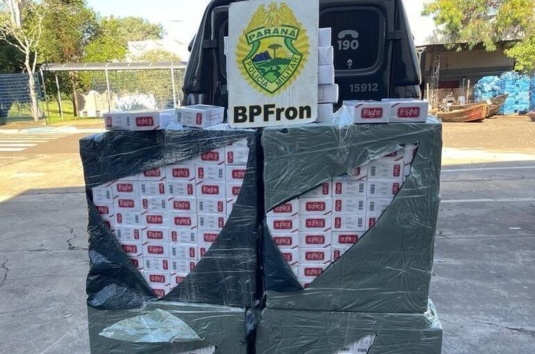 Los cigarrillos de contrabando incautados durante controles en la carretera, en Brasil.