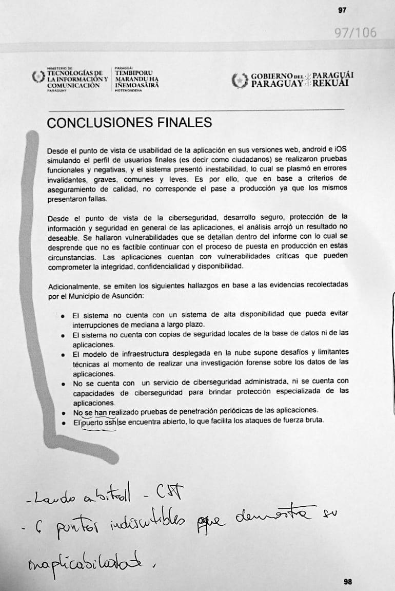 El informe del Mitic encontró problemas de uso e incluso de ciberseguridad en la aplicación de Parxin, concesionaria del sistema.