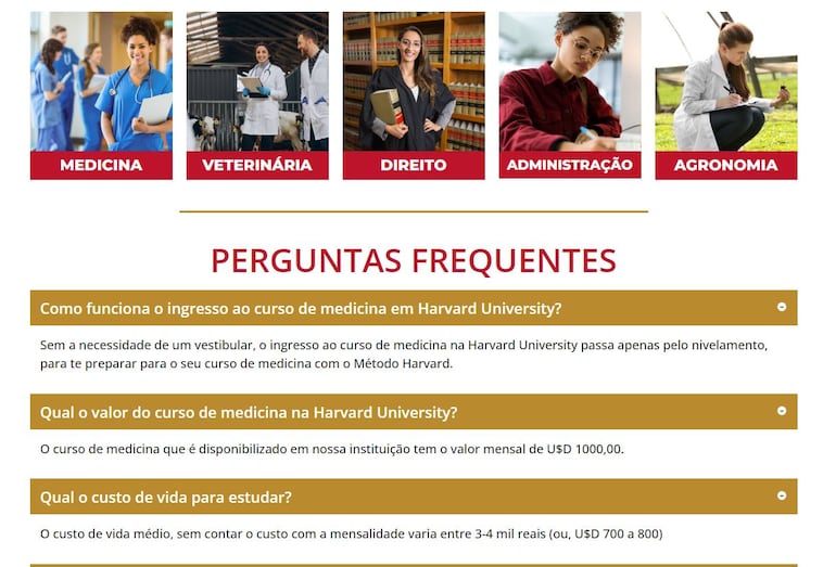 Algunas de preguntas y sus respectivas respuestas en el portal digital de la supuesta universidad.