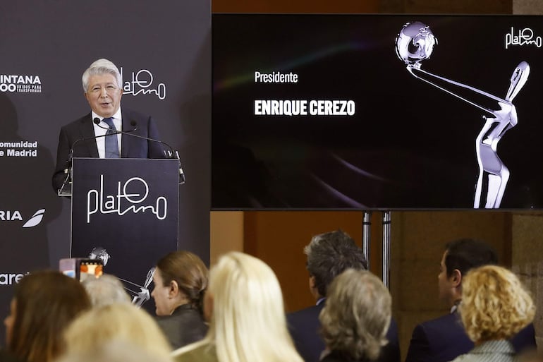 El presidente de los Premios Platino y Egeda (Entidad de Gestión de Derechos de los Productores Audiovisuales de España), Enrique Cerezo, durante la presentación de XI Edición de los Premios Platino que se realizó hoy en Madrid.