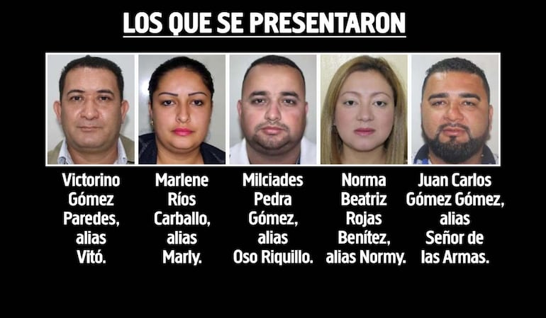 Los pedrojuaninos, "amigos" de farra del asesinado Marcos Rojas, quienes finalmente se presentaron ante la Fiscalía en Asunción.