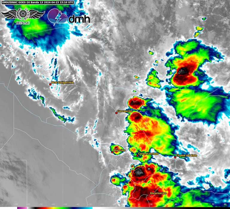 Núcleos de tormenta sobre el territorio nacional.