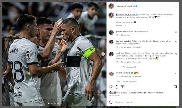 El mensaje de Richard Ortiz para los hinchas de Olimpia.