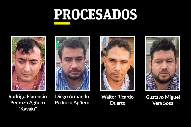 Los cuatro detenidos y procesados por la denominada Operación Horse, que desarticuló un grupo que enviaba marihuana al Brasil.