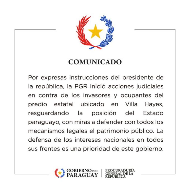 Comunicado de la Procuraduría General de la República.